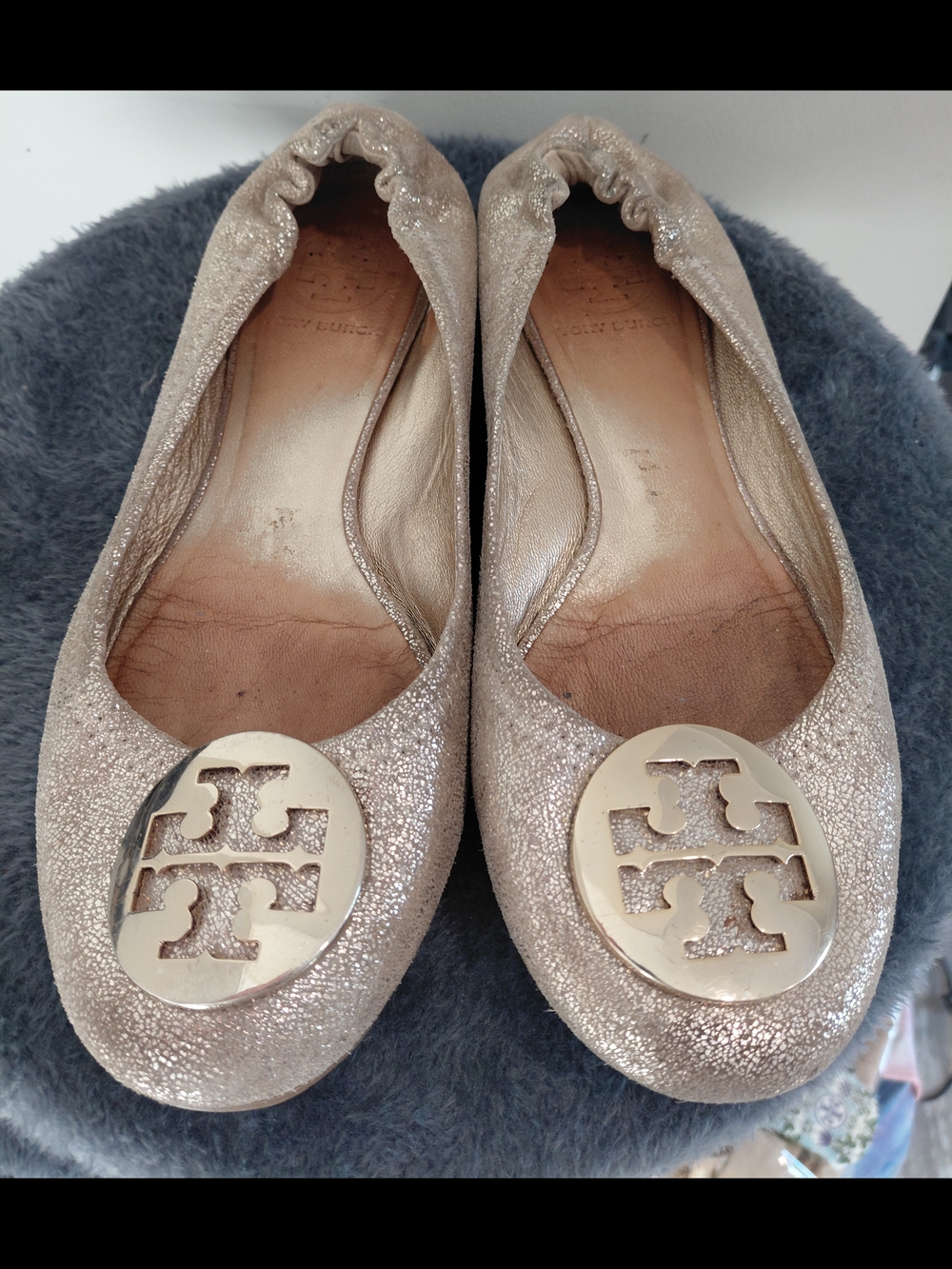 Tory Burch Reva Gold Logo Ballet Flats